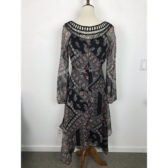 Jessica Simpson Multicolor Print Crochet Trim Handkerchief Hem Dress - Picture 7 of 11